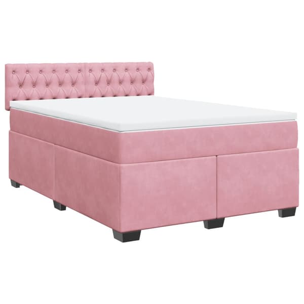 Ramsäng med madrass rosa 140x190 cm sammet