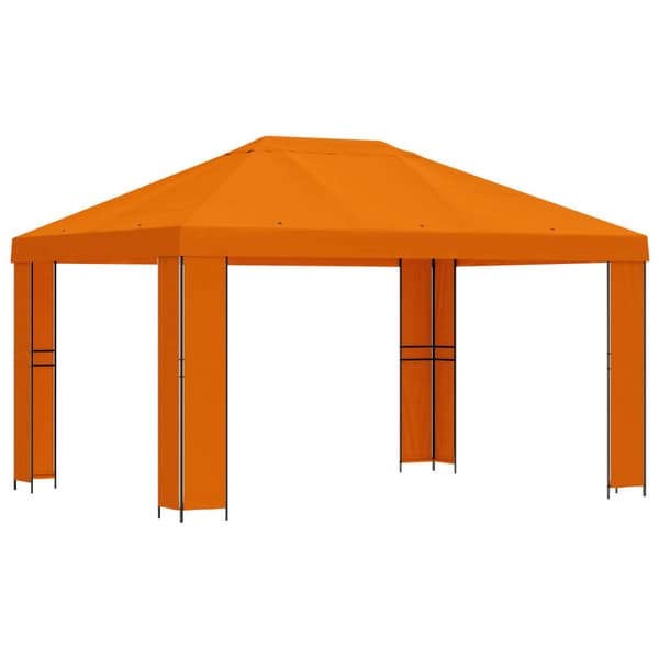 Paviljong 4 × 3 m Orange Polyester och Stål 190