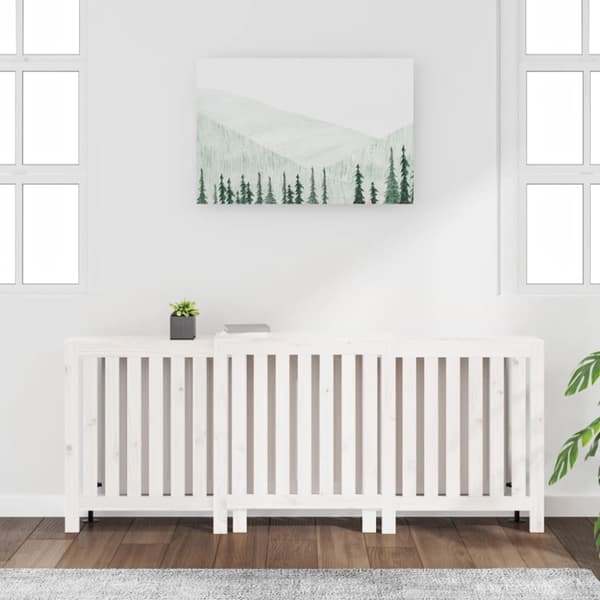 Elementskydd vit 210x21x85 cm massiv furu