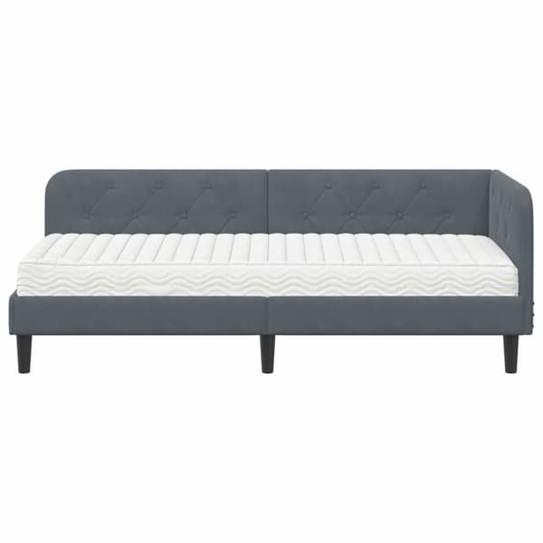 Hörn Sängram Mörkgrå 80 x 200 cm Sammet