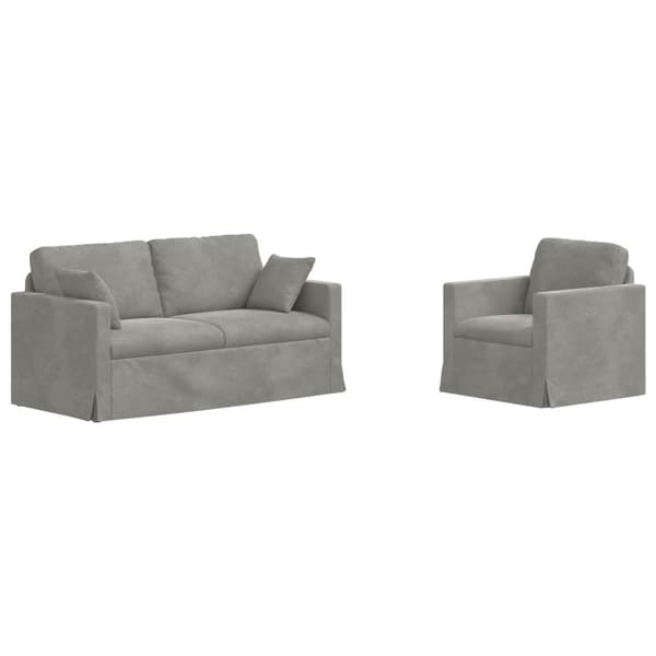 Soffset 2 pcs Ljusgrå 158 x 78 x 80 cm Sammet