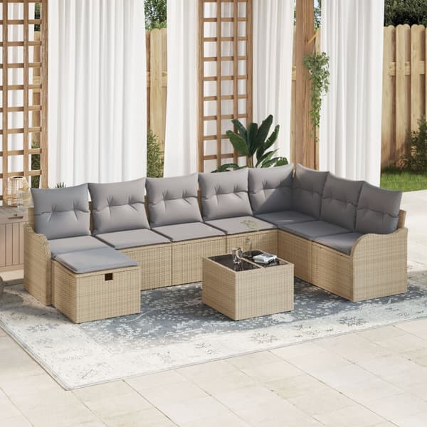 Trädgårdsoffset 9 st Beige konstrotting