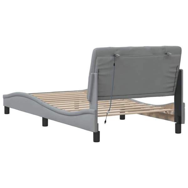 Bed Frame with LED without Mattress Light Grey 100x200 cm Fabric