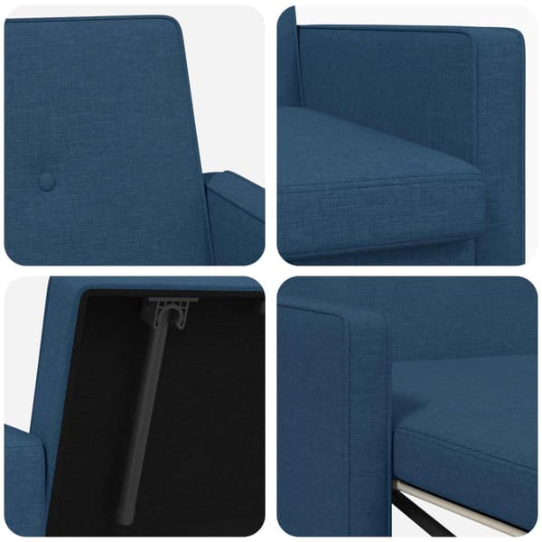 Pull Out Sofa Bed Blå Tyg