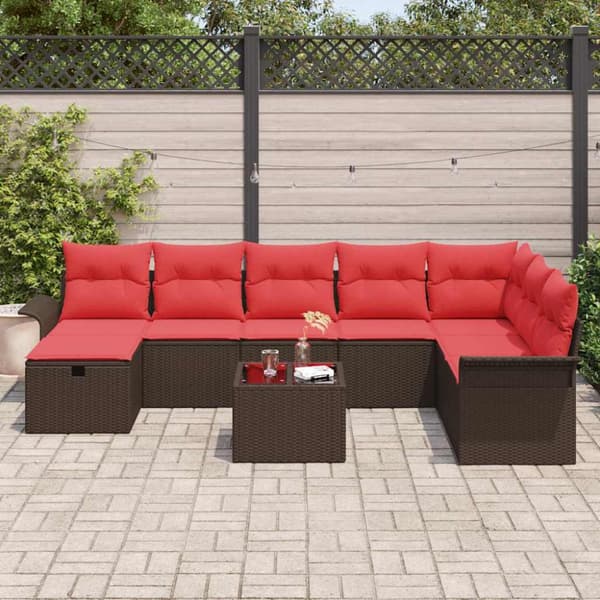Trädgårdsoffset med kudde med lagring 9 pcs Poly rattan