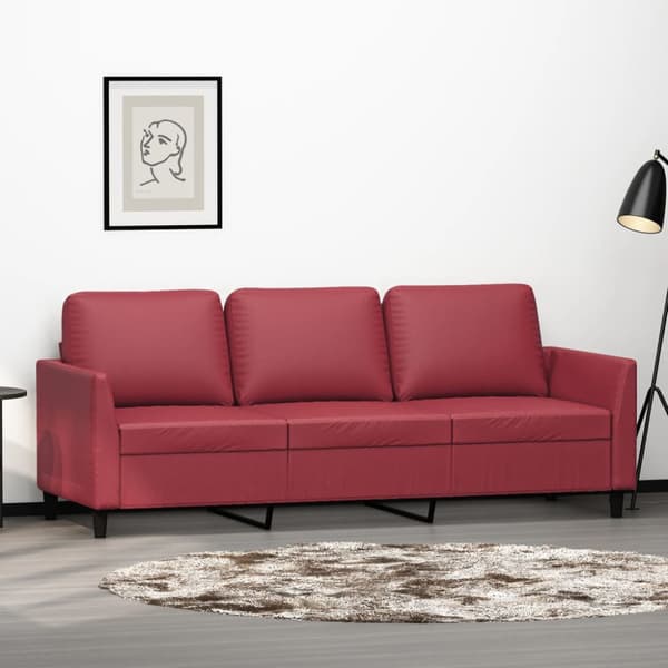 3-sitssoffa vinröd 180 cm konstläder