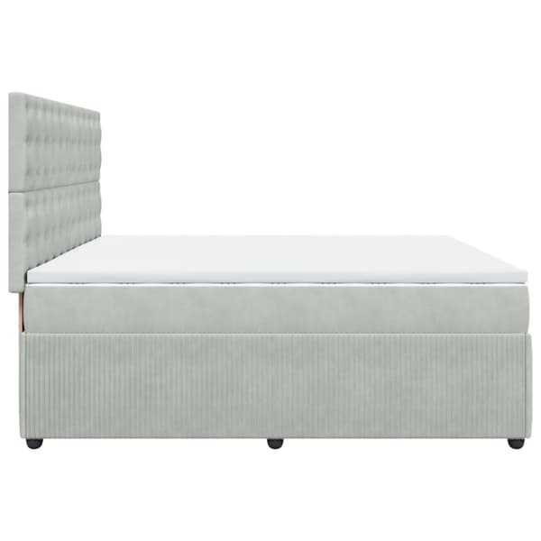 Ramsäng med madrass ljusgrå 200x200 cm sammet