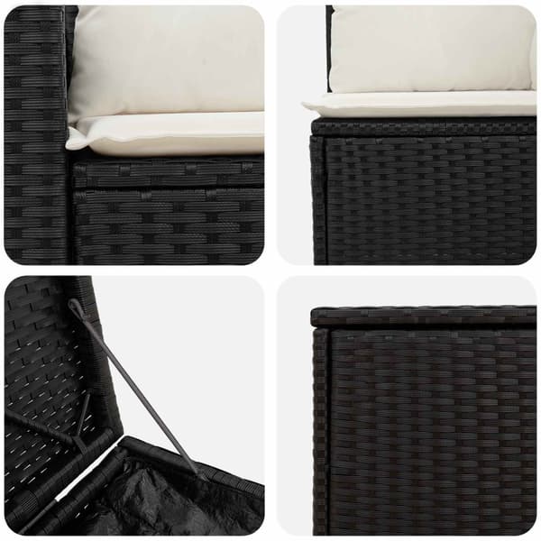 Soffset 7 pcs Svart och krämvit Poly Rattan och stål