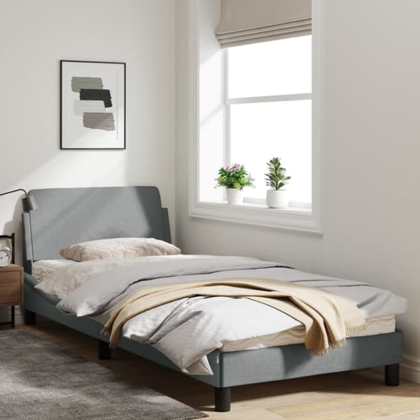 Bed Frame "Dover" Light Grey 80x200 cm Fabric