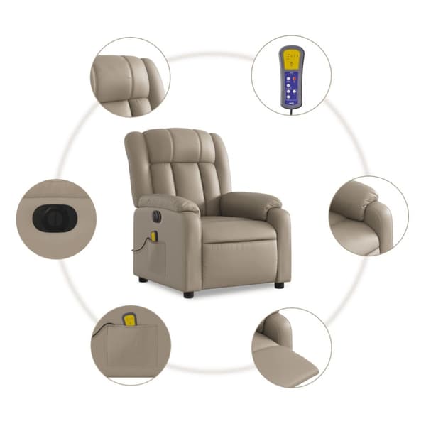 Elektrisk massagefåtölj cappuccino konstläder