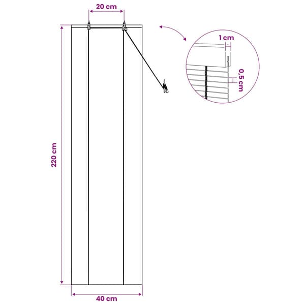 Rullgardin Naturlig 40 x 220 cm Bambu