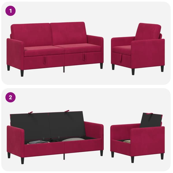 Soffgrupp med förvaring 2 st Vinröd Polyester