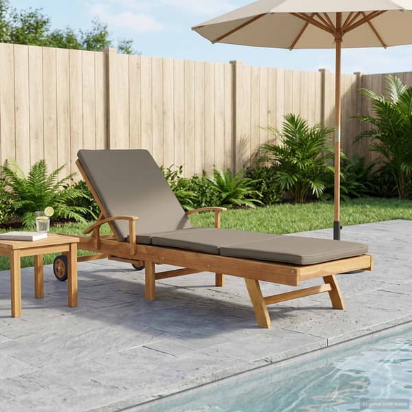 Solstol med dyna 100% Polyester Solid-Teak