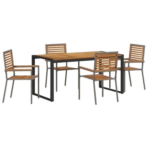 Trädgårdsmöbelset 5 pcs Grå och Brun konstrotting