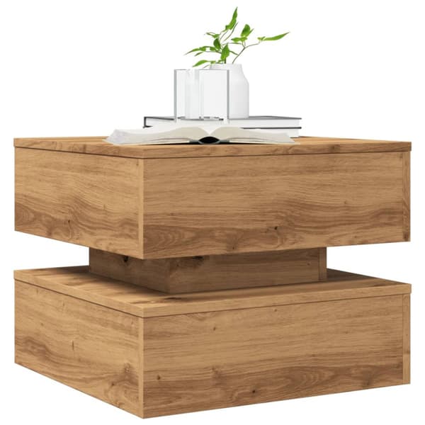Soffbord med LED ek 50x50x40 cm