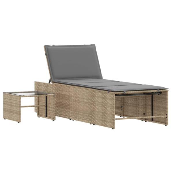 Solstolar 2 st med bord beige konstrotting