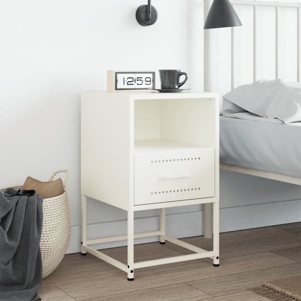 Sängbord vit 36x39x60,5 cm stål
