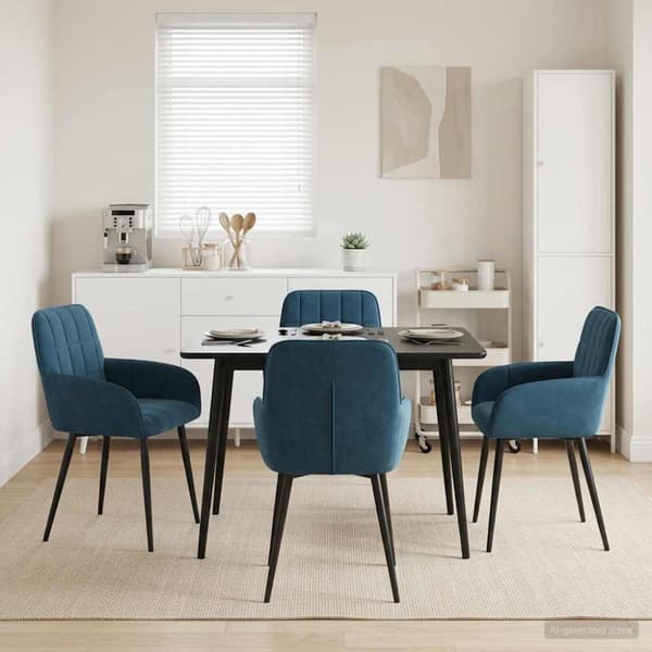 Matstolar 4 pcs Sammet Blå 57 x 50 x 85 cm