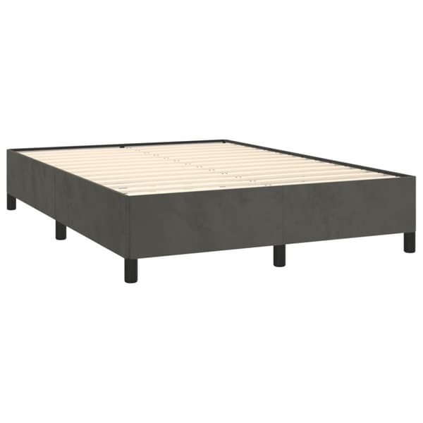 Ramsäng med madrass mörkgrå 140x200 cm sammet