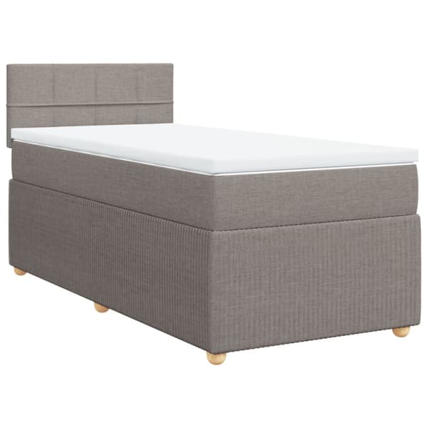 Ramsäng med madrass taupe 90x200 cm tyg