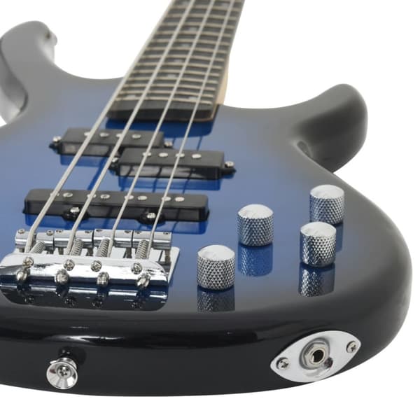 Elektrisk basgitarr för nybörjare med väska blå&svart 4/4 46"