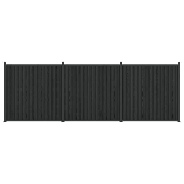 Stängselpanel 3 st 530 x 186,5 cm WPC och aluminium Svart