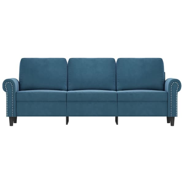 3-sitssoffa blå 180 cm sammet