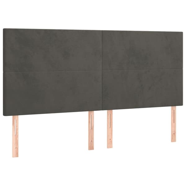 Sänggavel mörkgrå 200x5x118/128 cm sammet