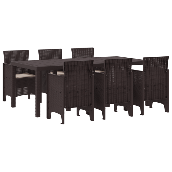 Trädgårdsmöbelset 7 pcs Brun Polypropylen
