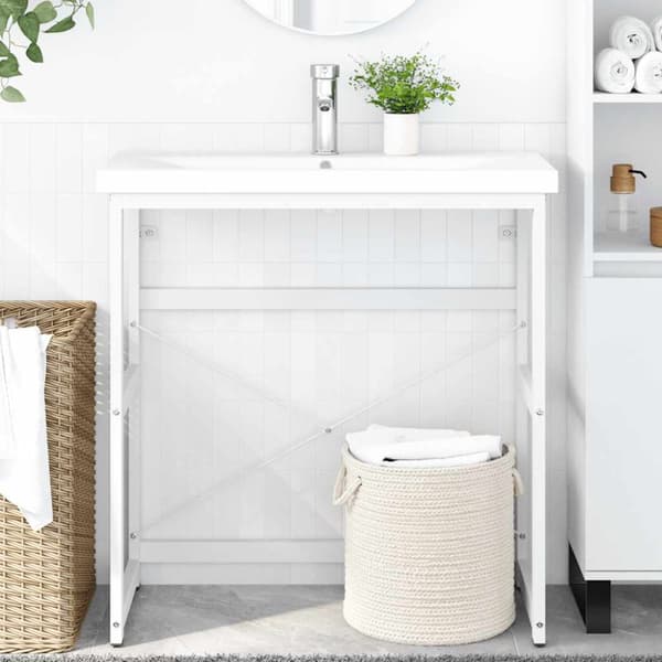 Ram för tvättställ vit 79x38x83 cm järn