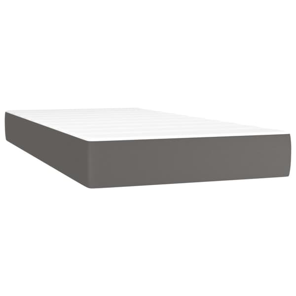 Ramsäng med madrass grå 200x200 cm konstläder