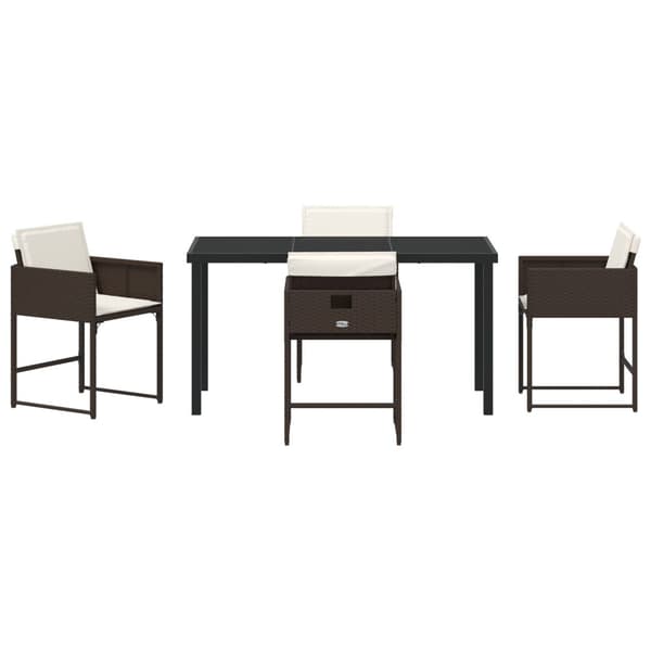 Trädgårdsmöbelset med kudde 5 pcs Brun konstrotting