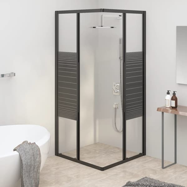 Duschkabin ränder ESG 80x80x180 cm svart