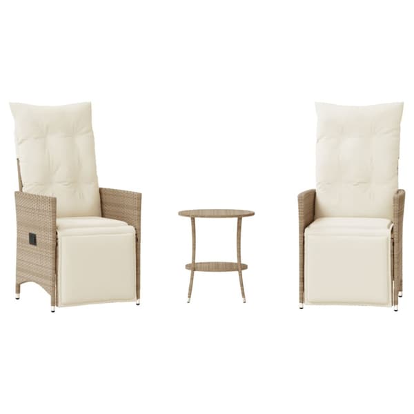 Bistrogrupp med dynor 3 delar beige konstrotting