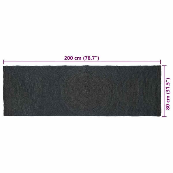 Områdesmattor Rektangulär Mörkgrå 80 x 200 cm Jute
