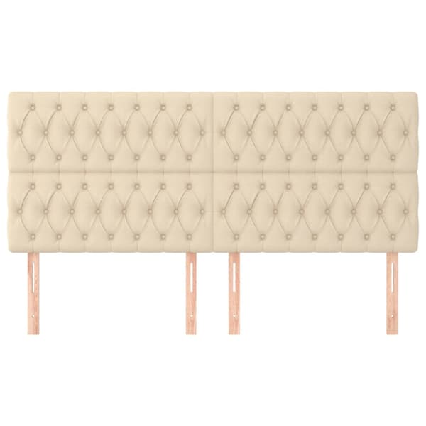 Sänggavel creme 200x7x118/128 cm tyg