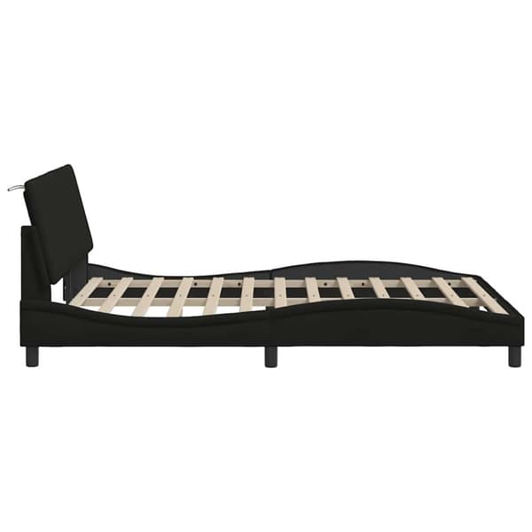 Bed Frame without Mattress "Hanko" Black 140x200cm Fabric