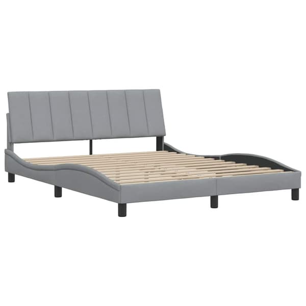 Bed Frame without Mattress "Hanko" Light Grey 160x200 cm Fabric