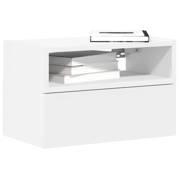 Väggmonterat sängbord vit 45x26x28,5 cm
