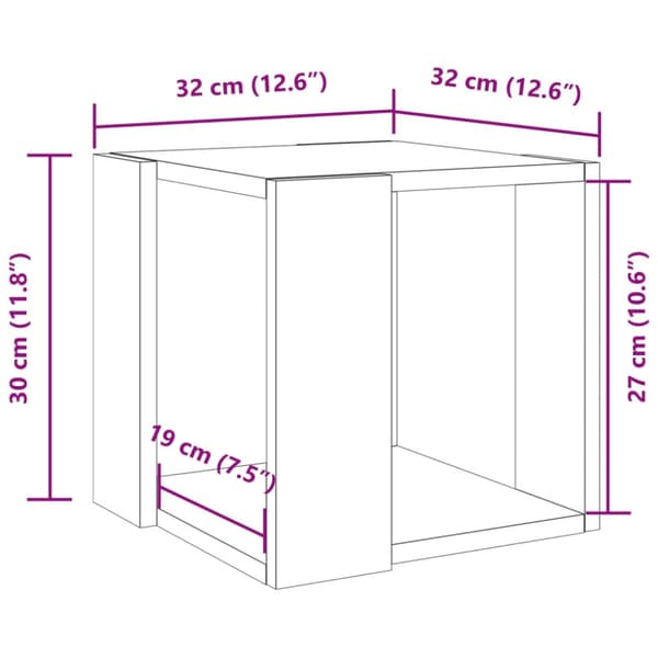 Soffbord vit 32x32x30 cm konstruerat trä