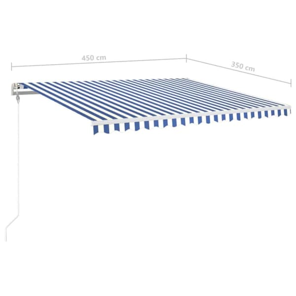 Automatisk markis med vindsensor & LED 450x350 cm blå och vit
