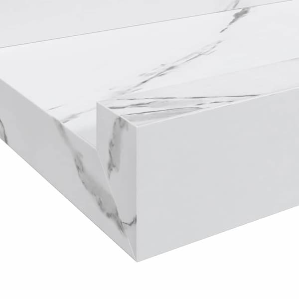 Vägg hylla Väggmonterat 2 pcs Vit marmor 80 x 9 x 3 cm