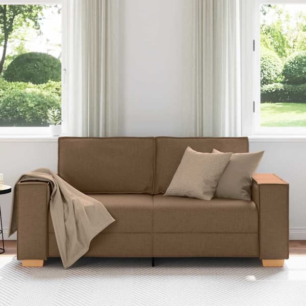 2-sitssoffa brun 180x78x84 cm tyg