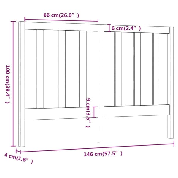 Sänggavel vit 146x4x100 cm massiv furu