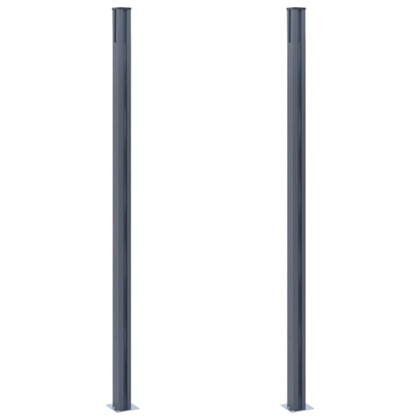 Staketstolpar 2 st mörkgrå 185 cm aluminium