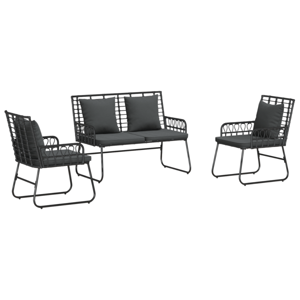 Trädgårdsmöbelset 3 pcs Svart och Anthracit konstrotting
