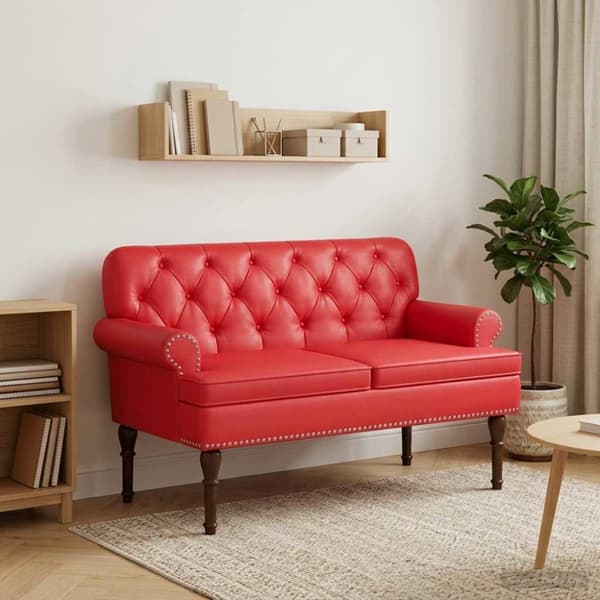 Loveseat med knapprapport Röd 120 x 65 x 77 cm Konstläder