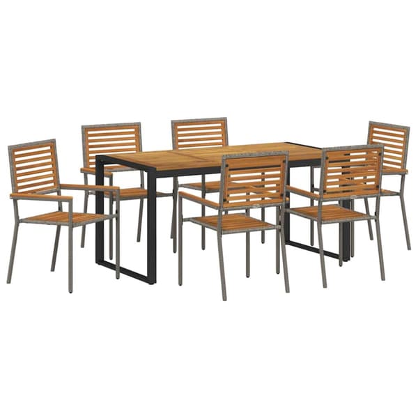 Trädgårdsmöbelset 7 pcs Grå och Brun konstrotting