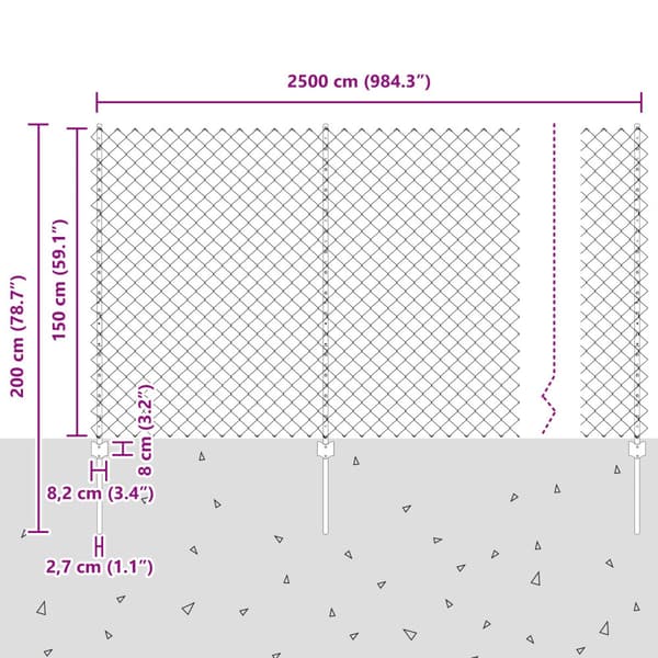 Stängsel med stolpe Grön 1,5 x 25 m Stål