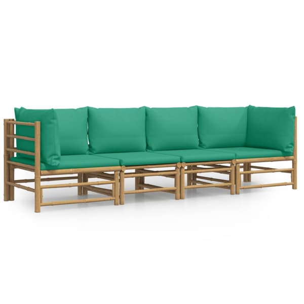 Loungegrupp 4 delar gröna dynor bambu